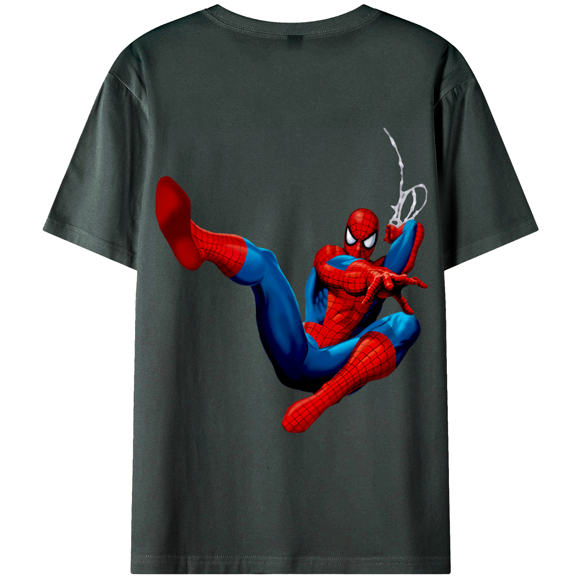 （画像用） Spider Man スパイダーマン 綿100％ メンズ半袖Tシャツ（バックプリント） 通気性